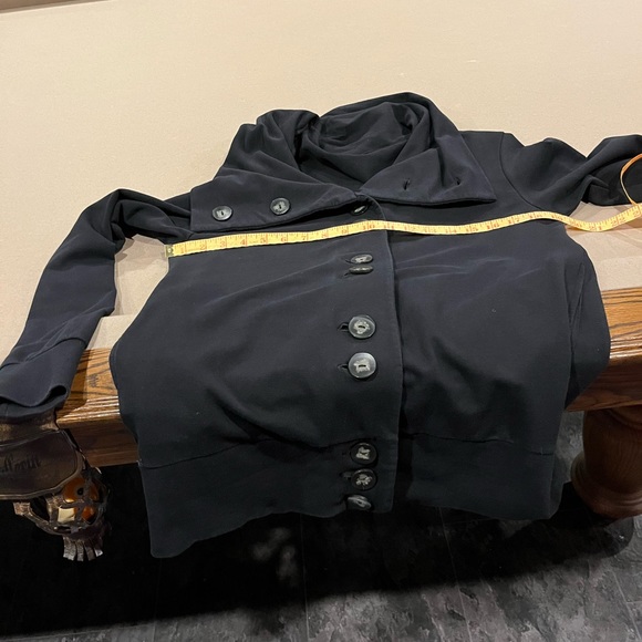 Lilla P longer length button up cardigan jacket cotton black M - Picture 10 of 12